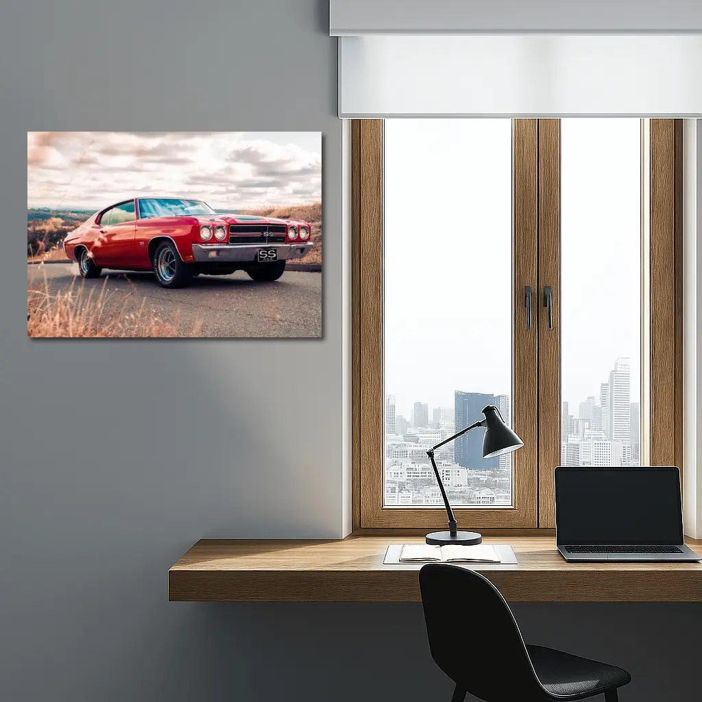 Red Chevrolet Chevelle SS Cloudy Sky – Wall Art