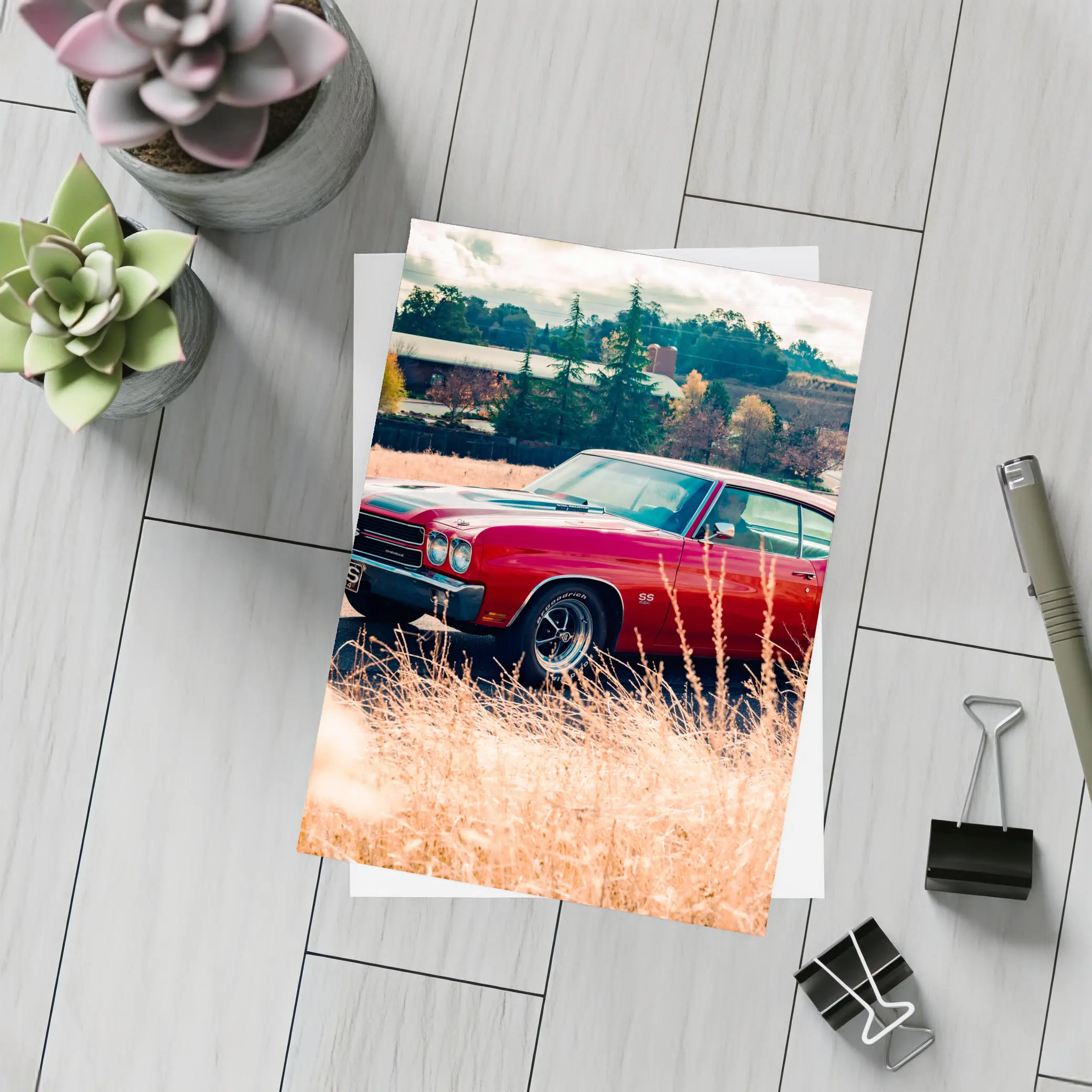 Chevrolet Chevelle SS Red Muscle Car Field – Postcards