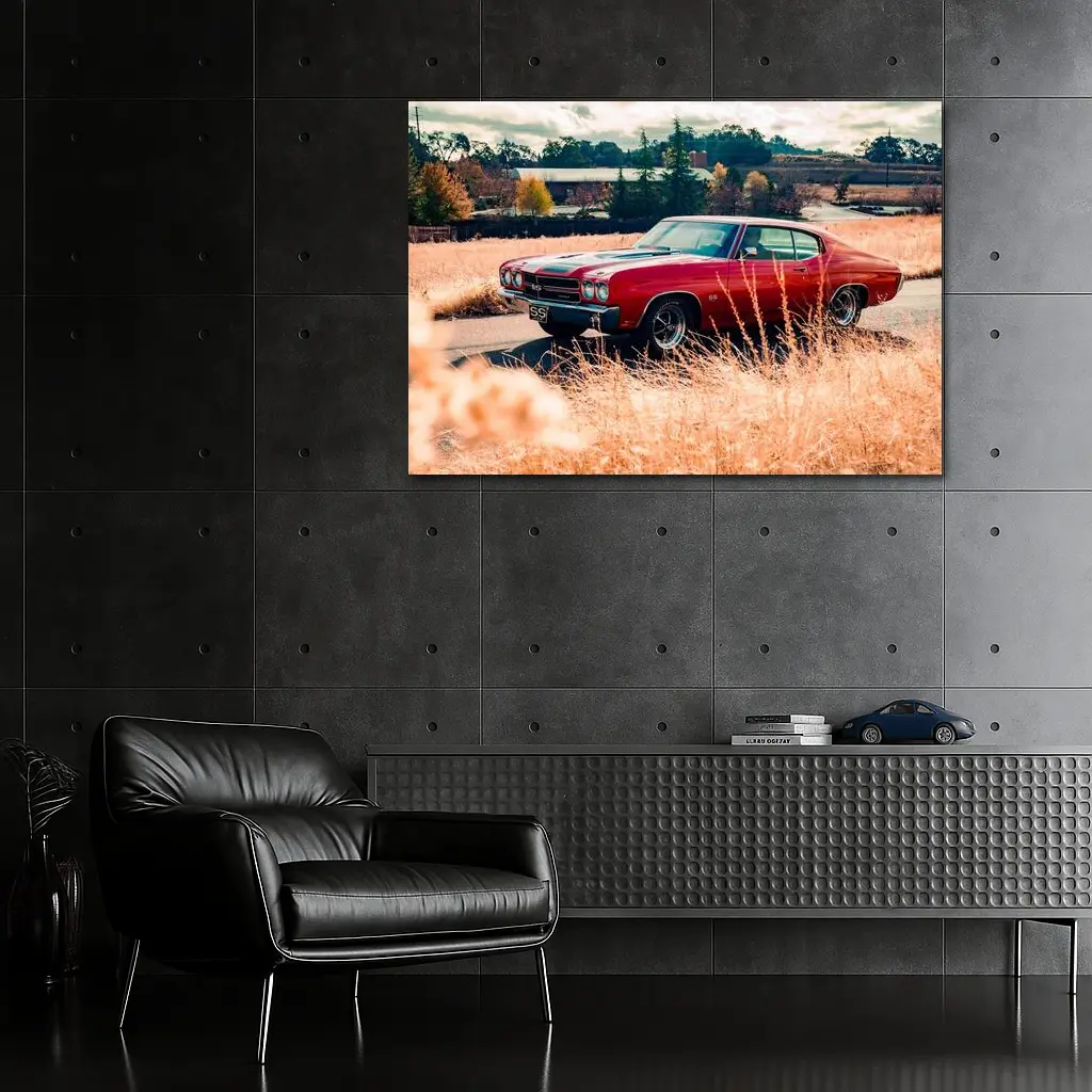Chevrolet Chevelle SS Red Muscle Car Field – Wall Art