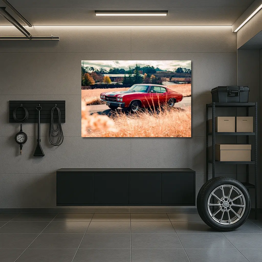 Chevrolet Chevelle SS Red Muscle Car Field – Wall Art