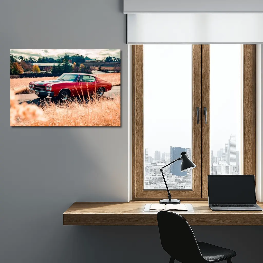 Chevrolet Chevelle SS Red Muscle Car Field – Wall Art