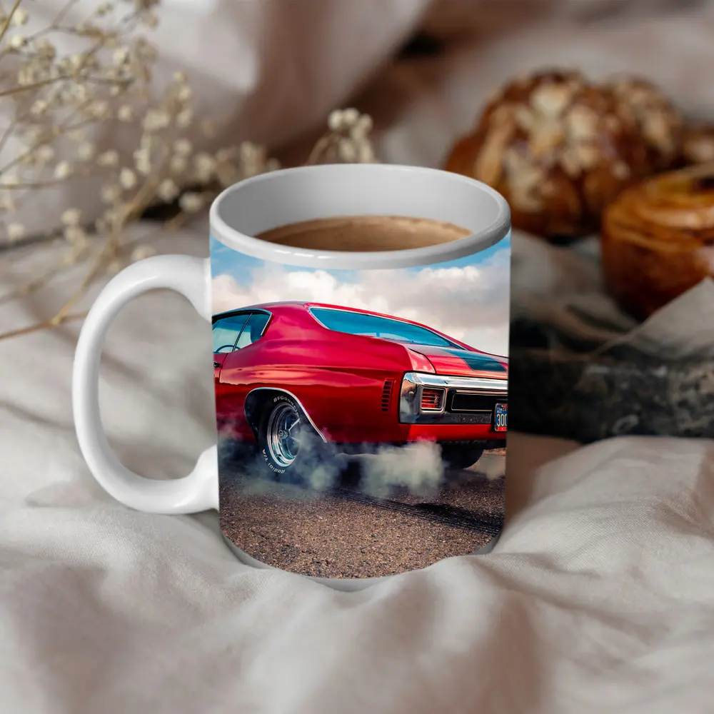 Chevrolet Chevelle SS Burnout Red Muscle Car – Mugs
