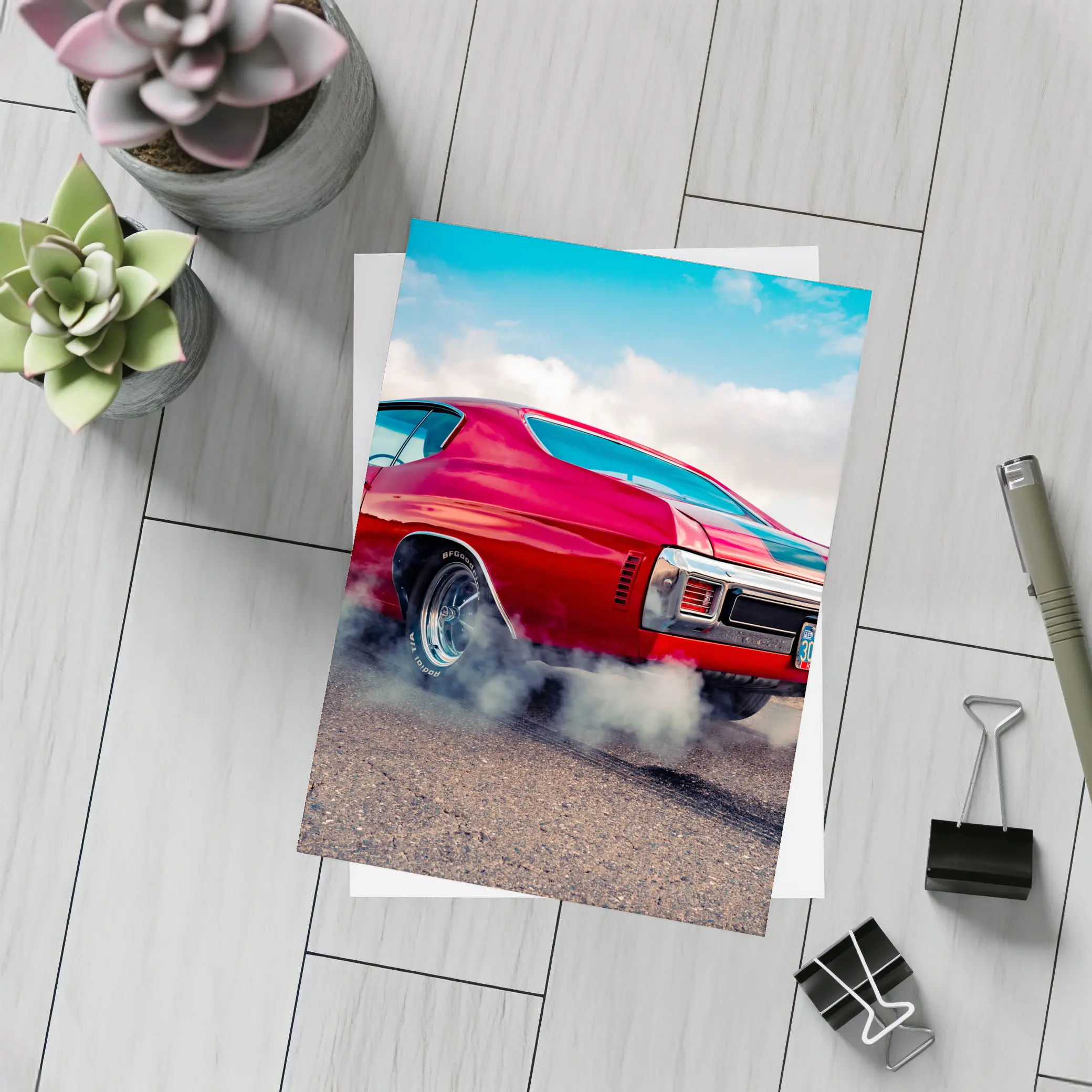 Chevrolet Chevelle SS Burnout Red Muscle Car – Postcards