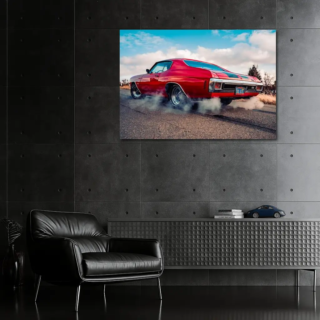 Chevrolet Chevelle SS Burnout Red Muscle Car – Wall Art