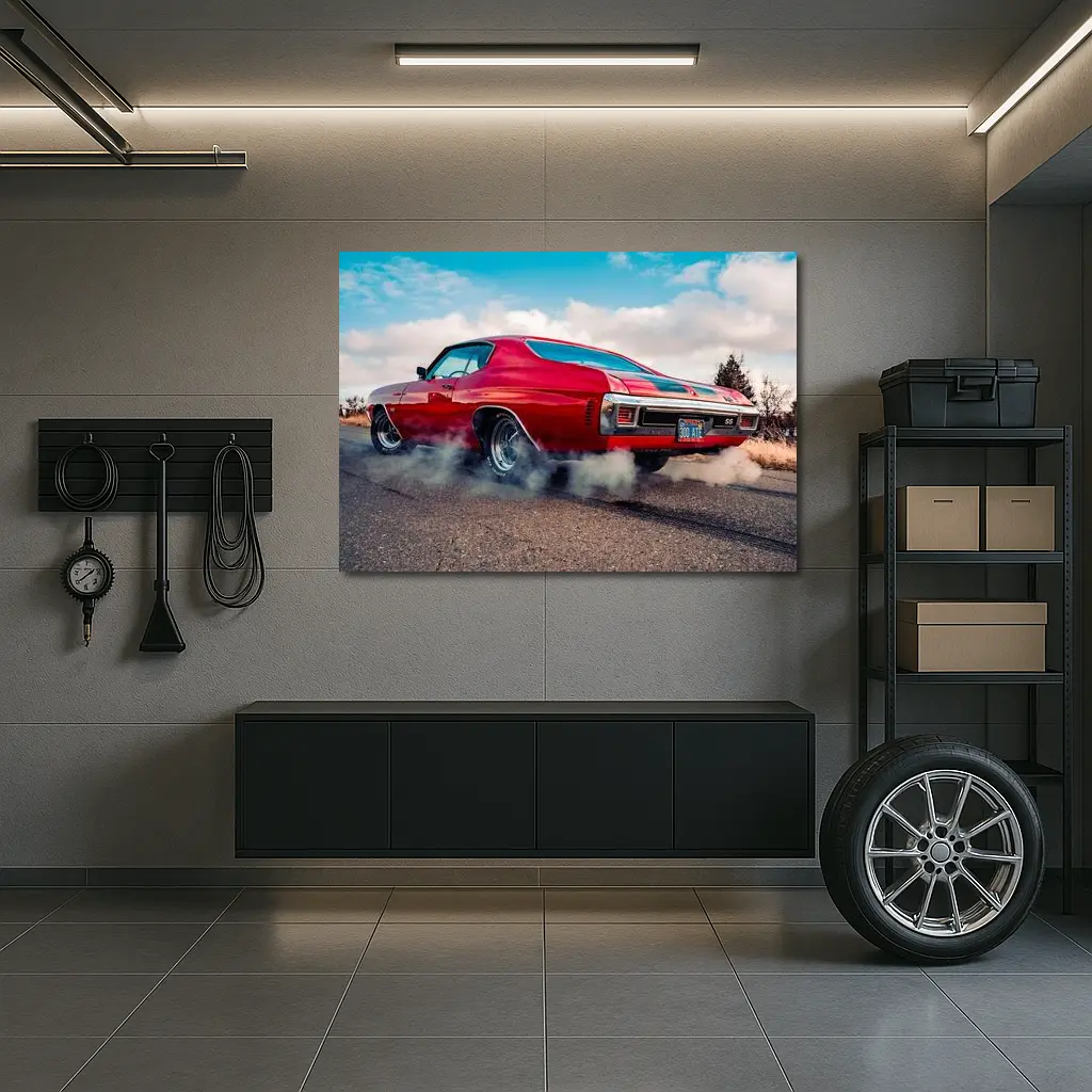 Chevrolet Chevelle SS Burnout Red Muscle Car – Wall Art
