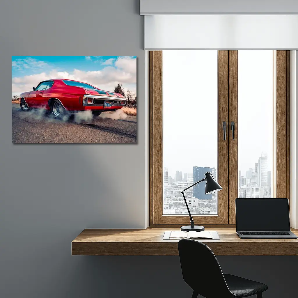 Chevrolet Chevelle SS Burnout Red Muscle Car – Wall Art