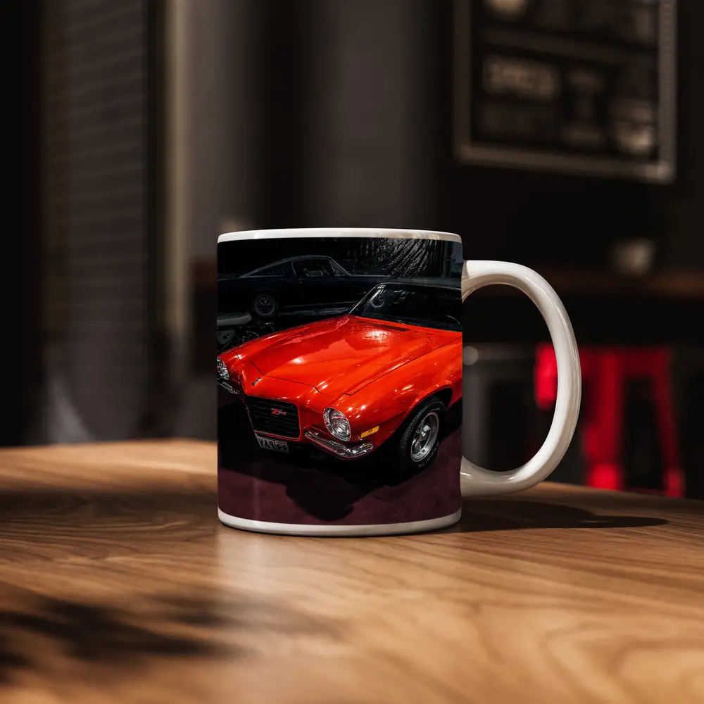 Chevrolet Camaro Z28 Orange Classic Muscle Car – Mugs