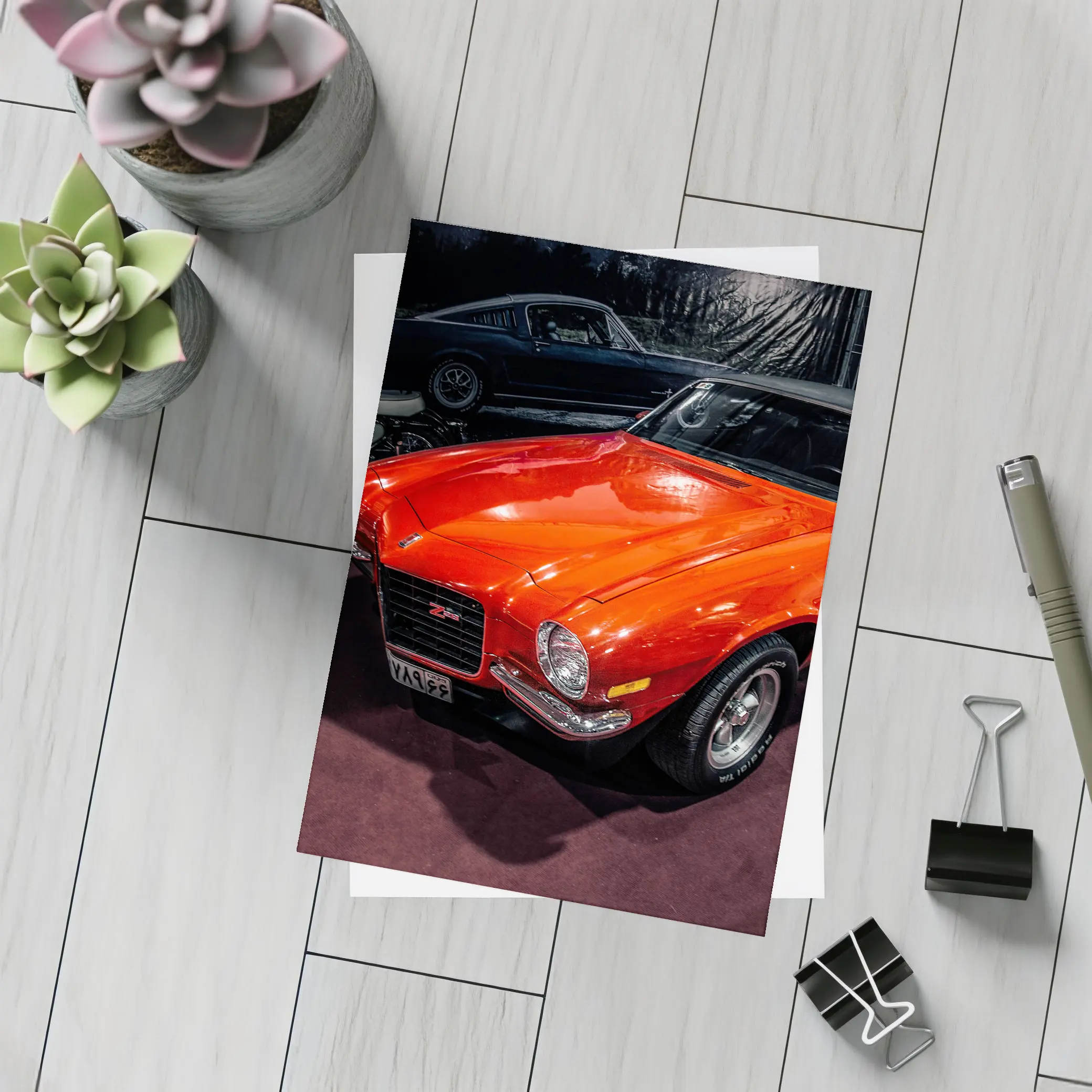 Chevrolet Camaro Z28 Orange Classic Muscle Car – Postcards