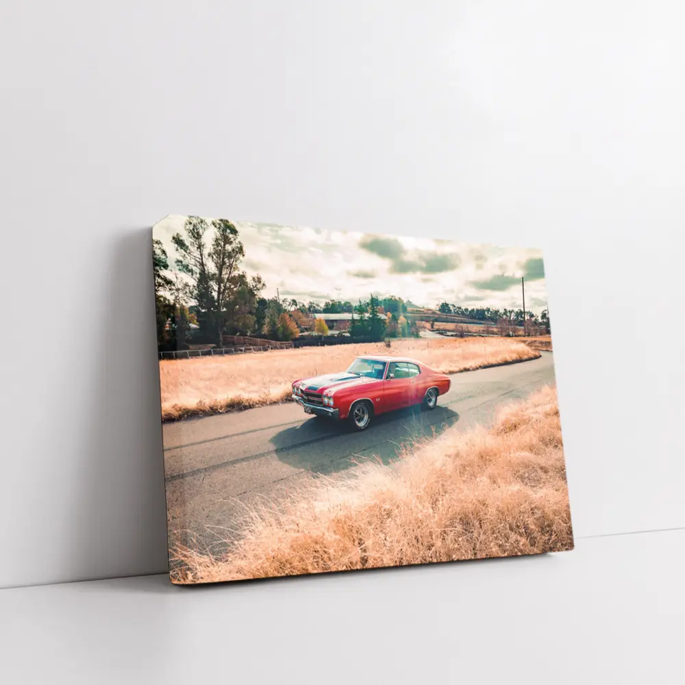 Chevrolet Chevelle Red Muscle Car Rural Road – Wall Art