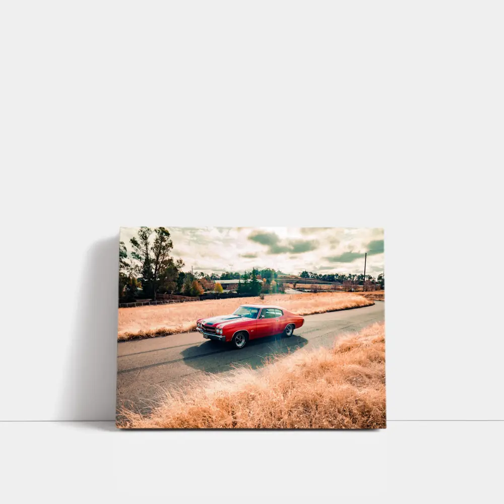 Chevrolet Chevelle Red Muscle Car Rural Road – Wall Art