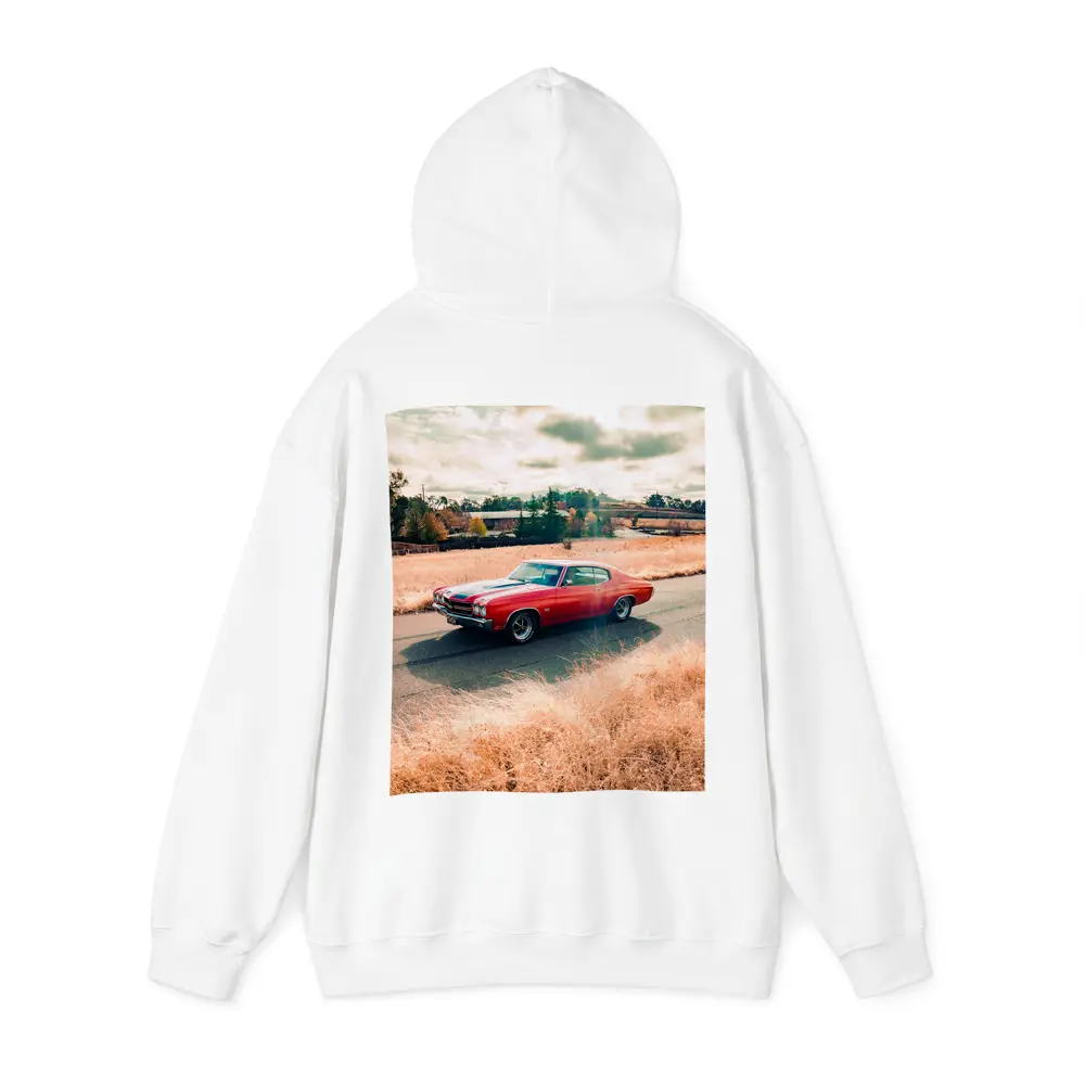 Chevrolet Chevelle Red Muscle Car Rural Road – Hoodies