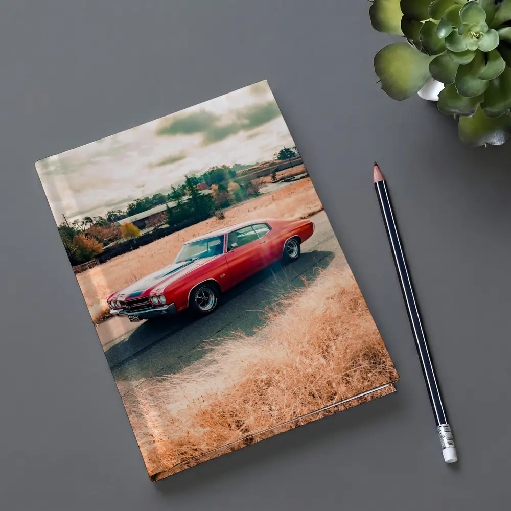 Chevrolet Chevelle Red Muscle Car Rural Road – Notebooks