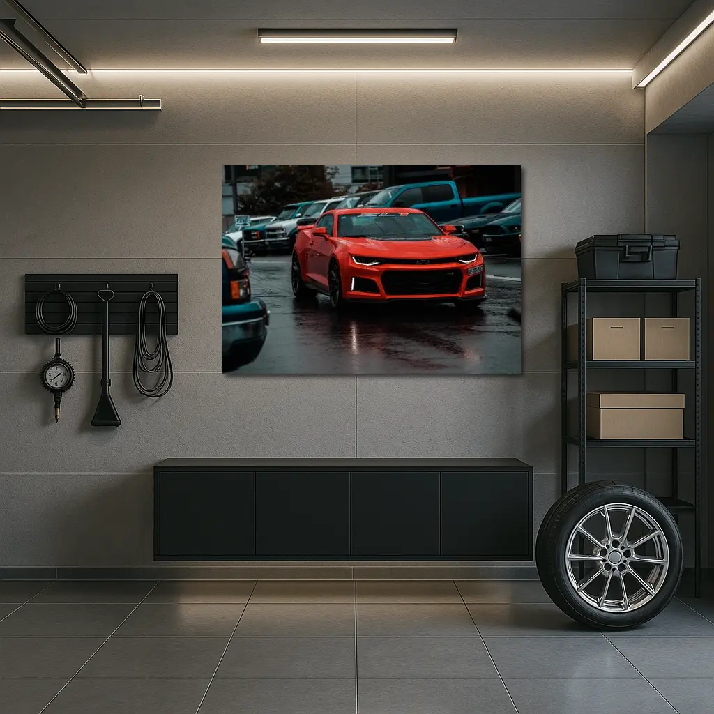 Chevrolet Camaro ZL1 Wet Parking Lot – Wall Art
