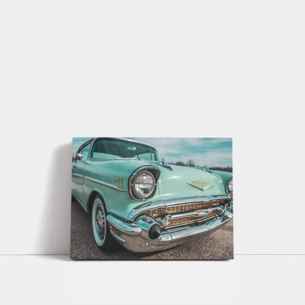 Classic Chevrolet Bel Air Teal Chrome Detail – Wall Art