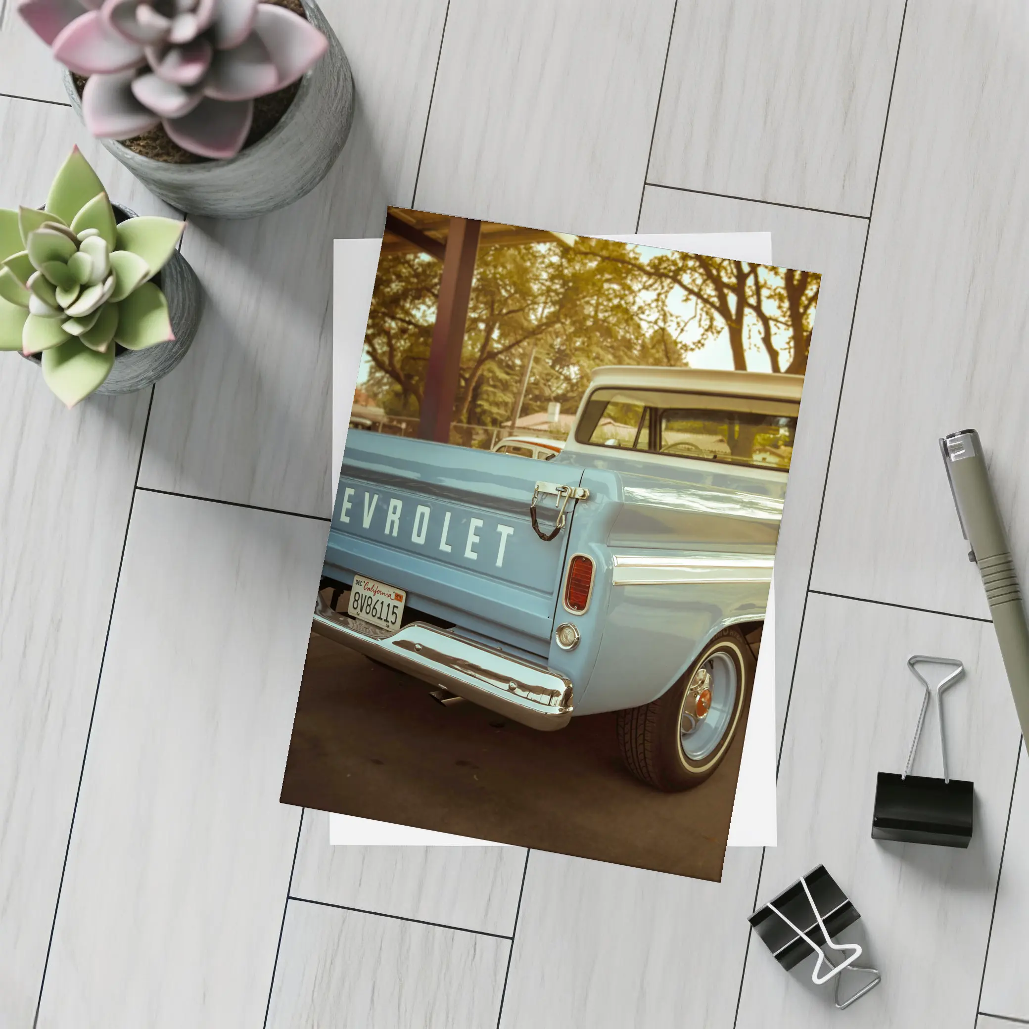 Classic Chevrolet Pickup Truck Parking Lot – Postcards