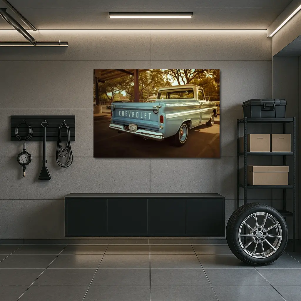 Classic Chevrolet Pickup Truck Parking Lot – Wall Art