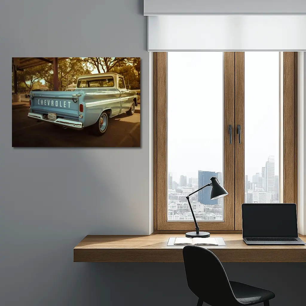 Classic Chevrolet Pickup Truck Parking Lot – Wall Art