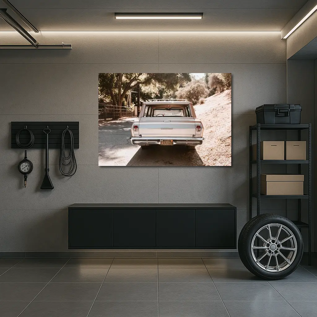 Classic Chevrolet Wagon Rear View Driveway – Wall Art
