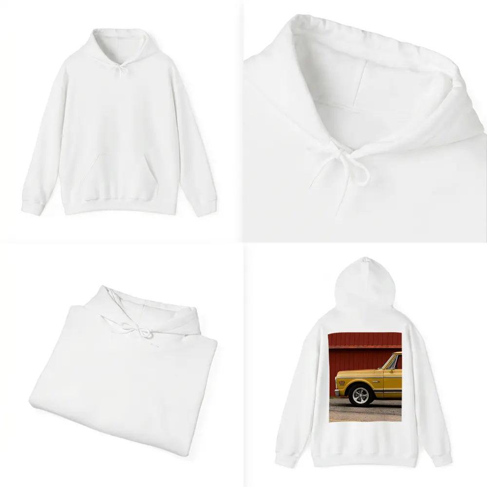 Chevrolet C10 Cheyenne Yellow Truck Red Barn – Hoodies