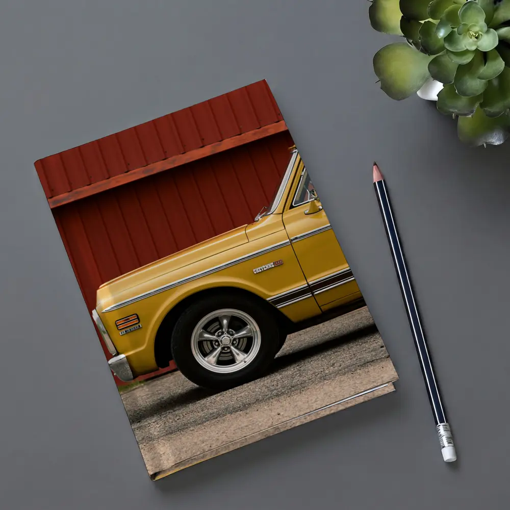 Chevrolet C10 Cheyenne Yellow Truck Red Barn – Notebooks