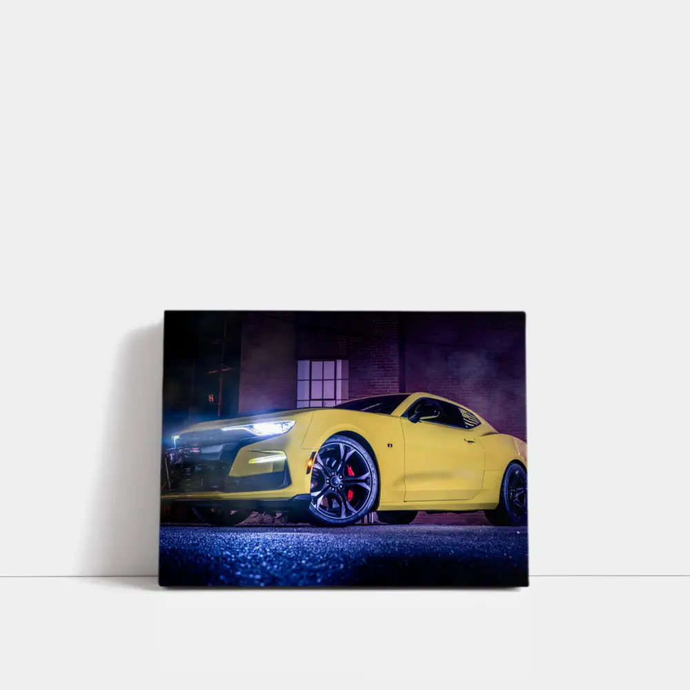 Chevrolet Camaro Yellow Night Urban Street – Wall Art