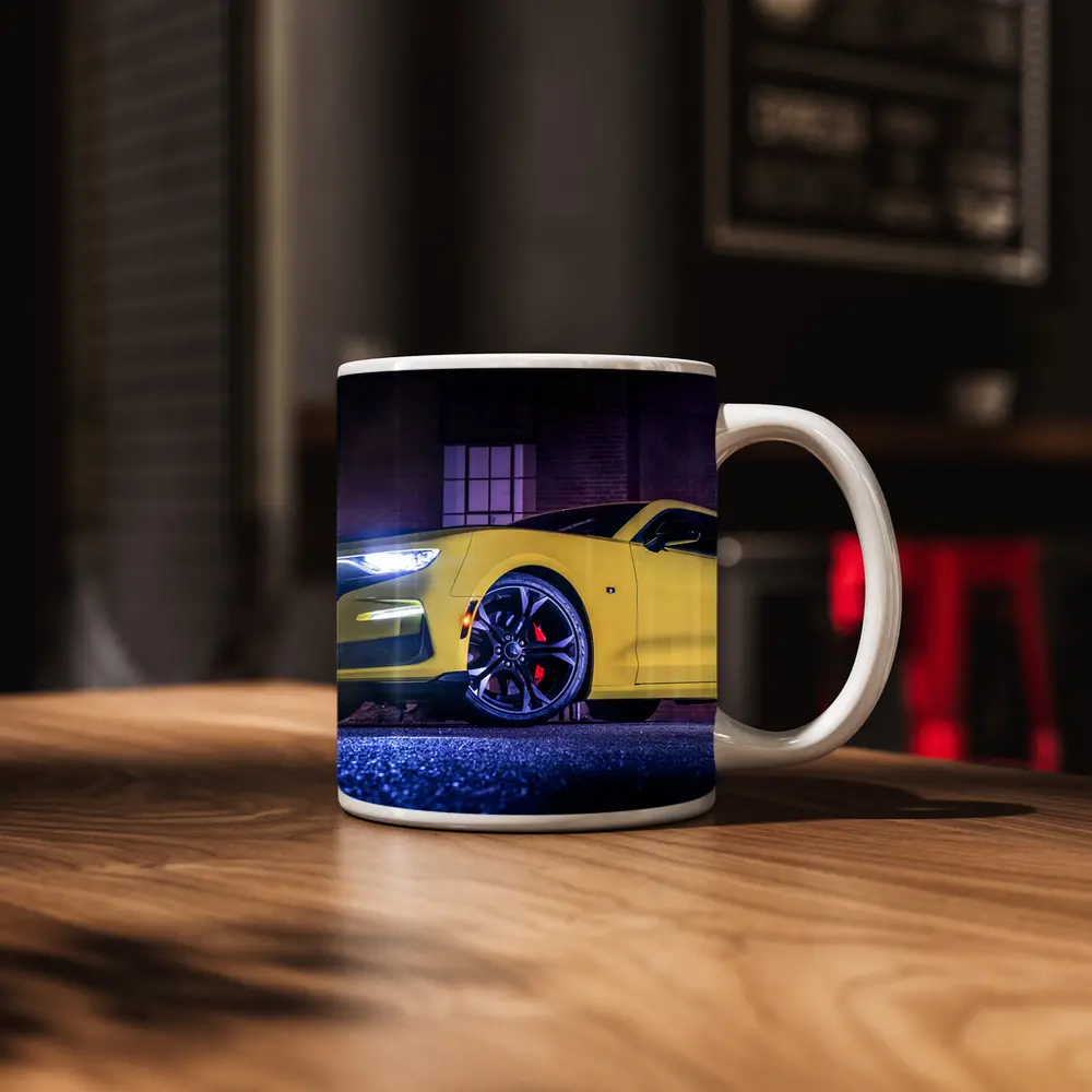Chevrolet Camaro Yellow Night Urban Street – Mugs