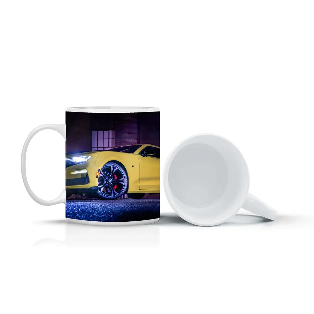 Chevrolet Camaro Yellow Night Urban Street – Mugs