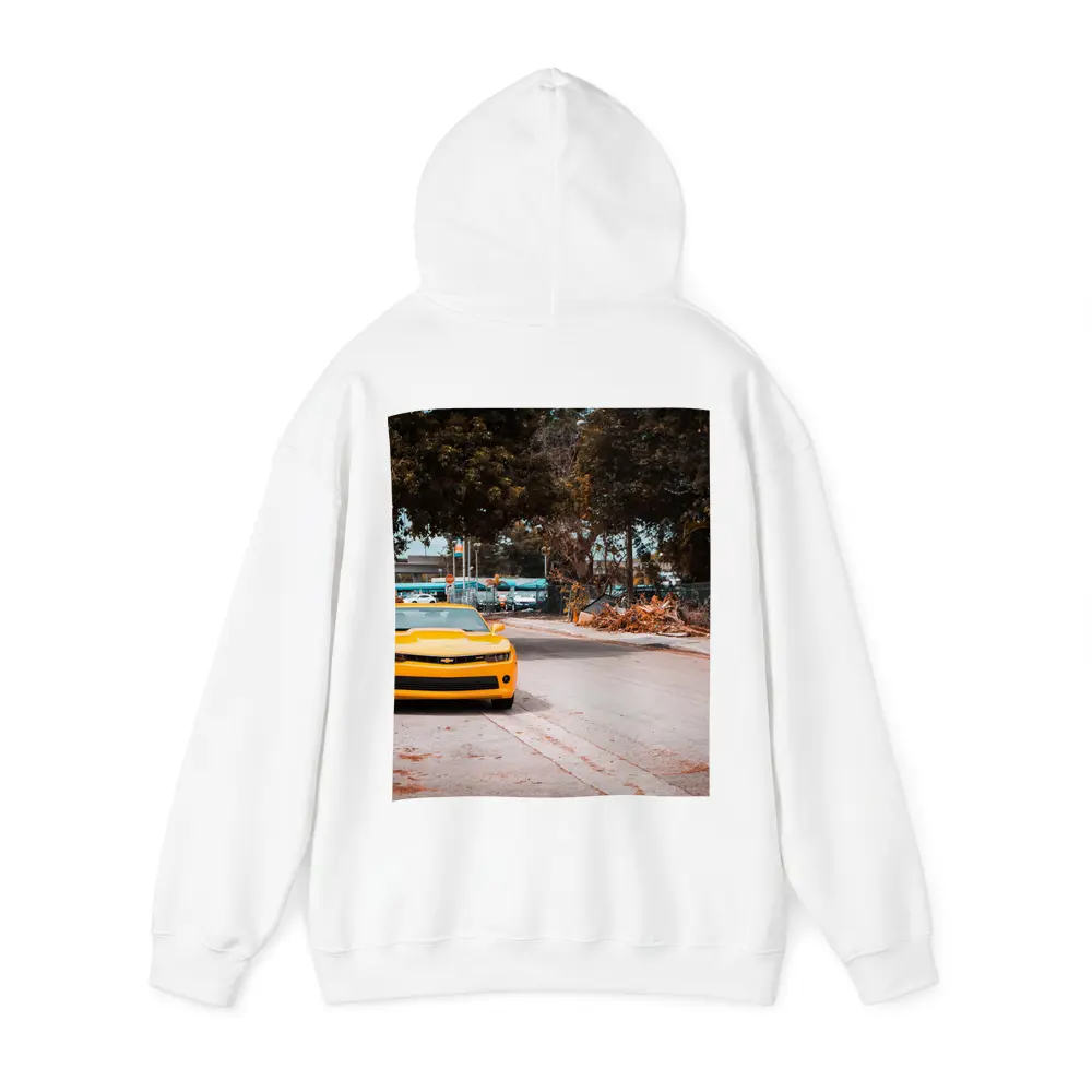 Yellow Chevrolet Camaro on Urban Street – Hoodies