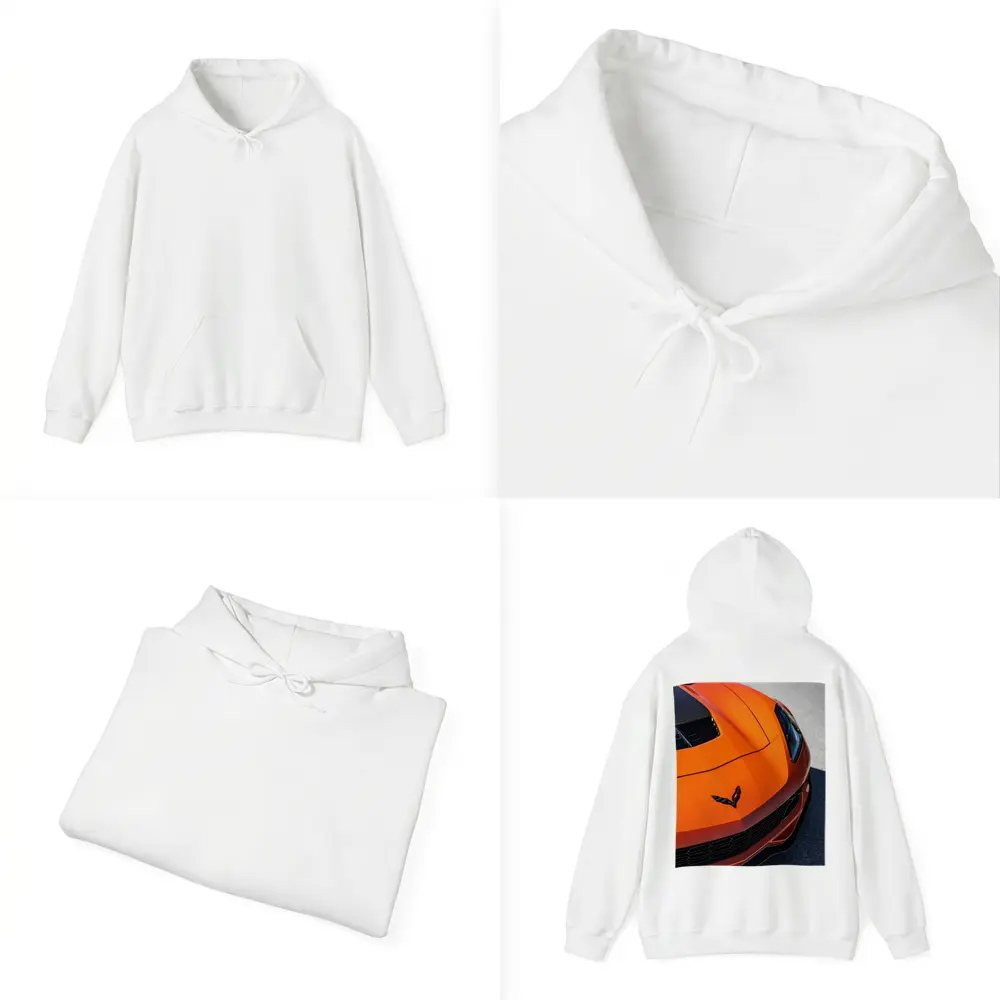 Chevrolet Corvette Orange Hood Close Up – Hoodies