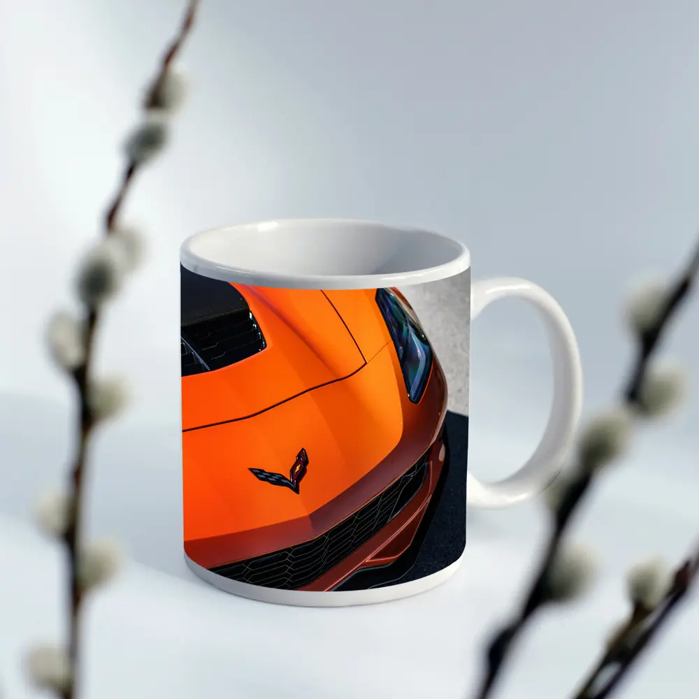 Chevrolet Corvette Orange Hood Close Up – Mugs