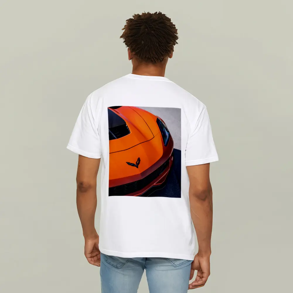 Chevrolet Corvette Orange Hood Close Up – T-Shirts
