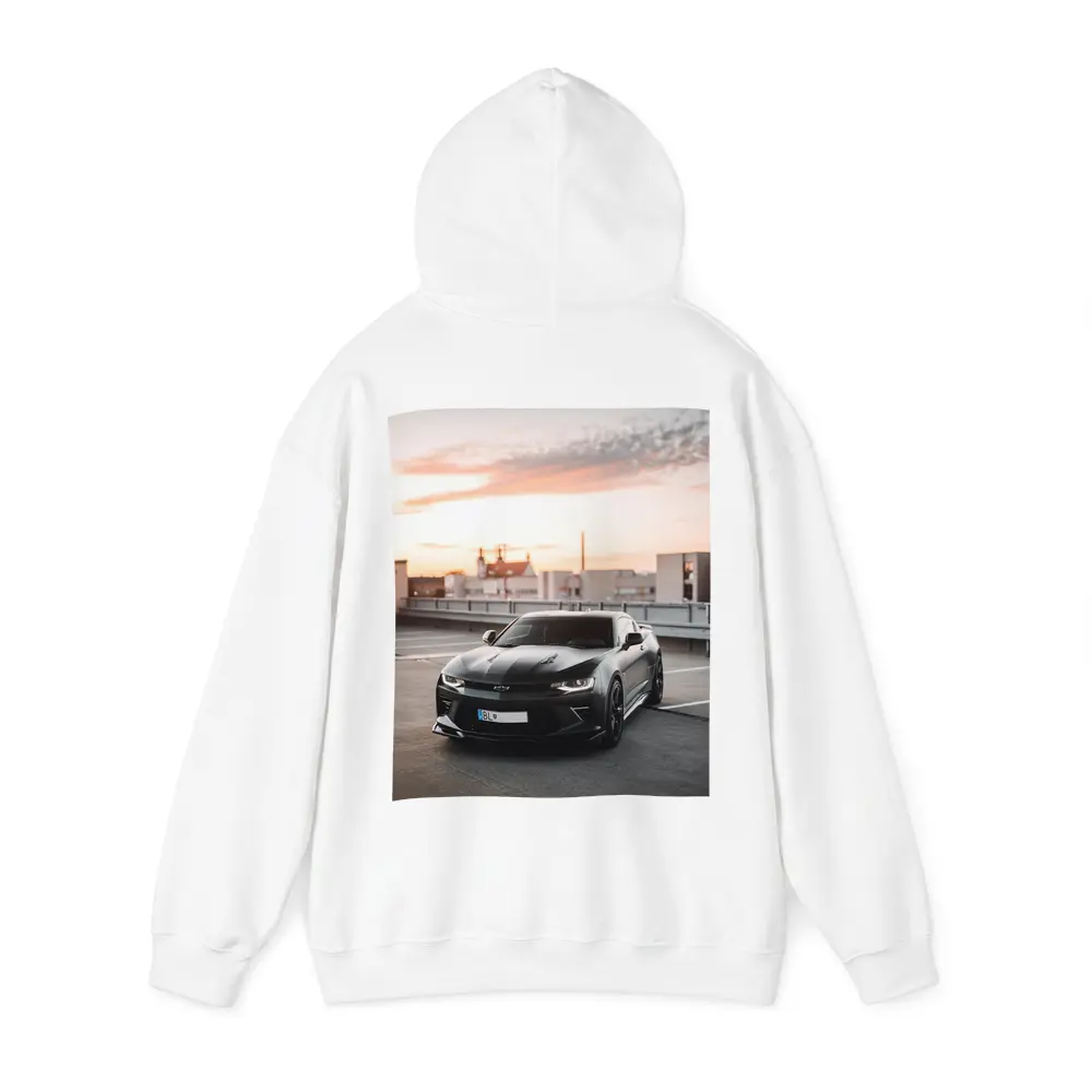 Black Chevrolet Camaro Rooftop Sunset Parking – Hoodies