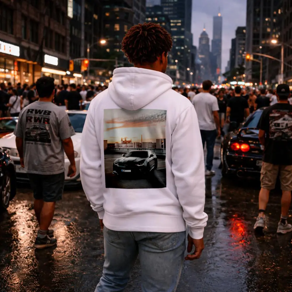 Black Chevrolet Camaro Rooftop Sunset Parking – Hoodies