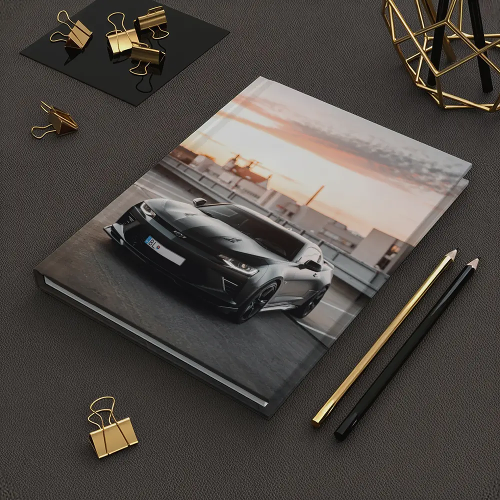 Black Chevrolet Camaro Rooftop Sunset Parking – Notebooks