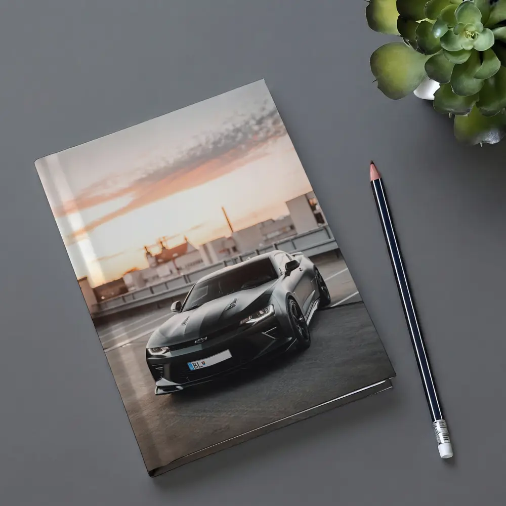 Black Chevrolet Camaro Rooftop Sunset Parking – Notebooks