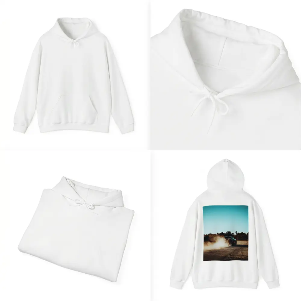 Muscle Car Drifting Dust Dirt Road – Hoodies