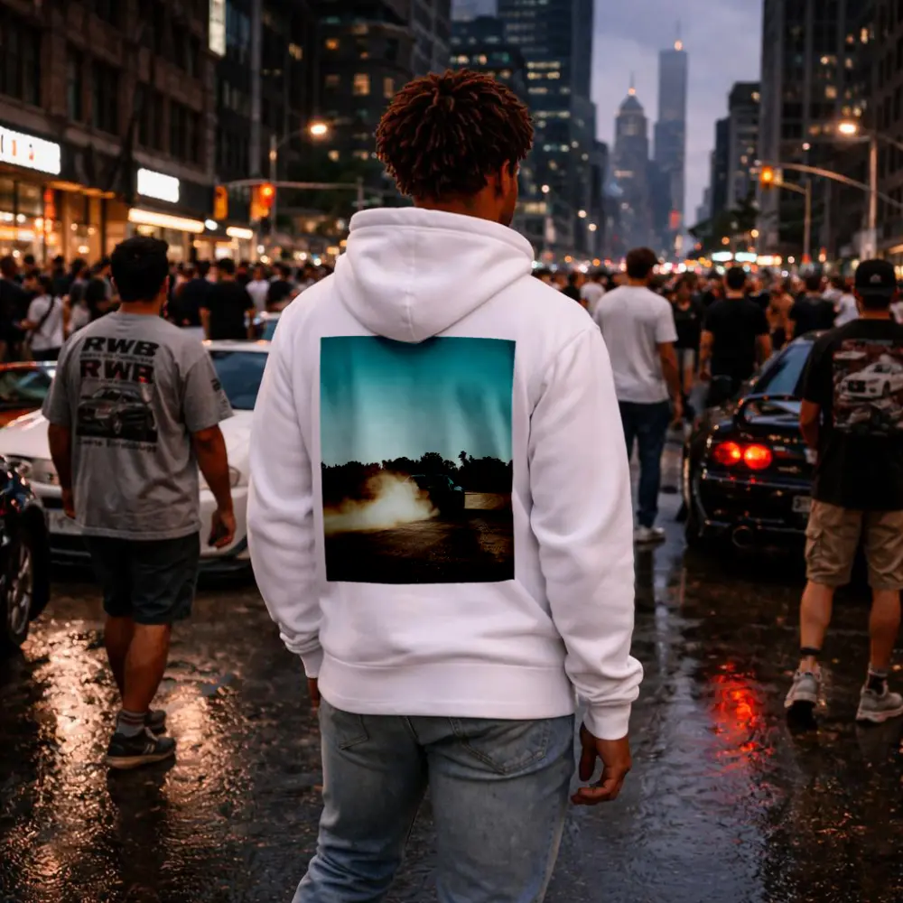 Muscle Car Drifting Dust Dirt Road – Hoodies