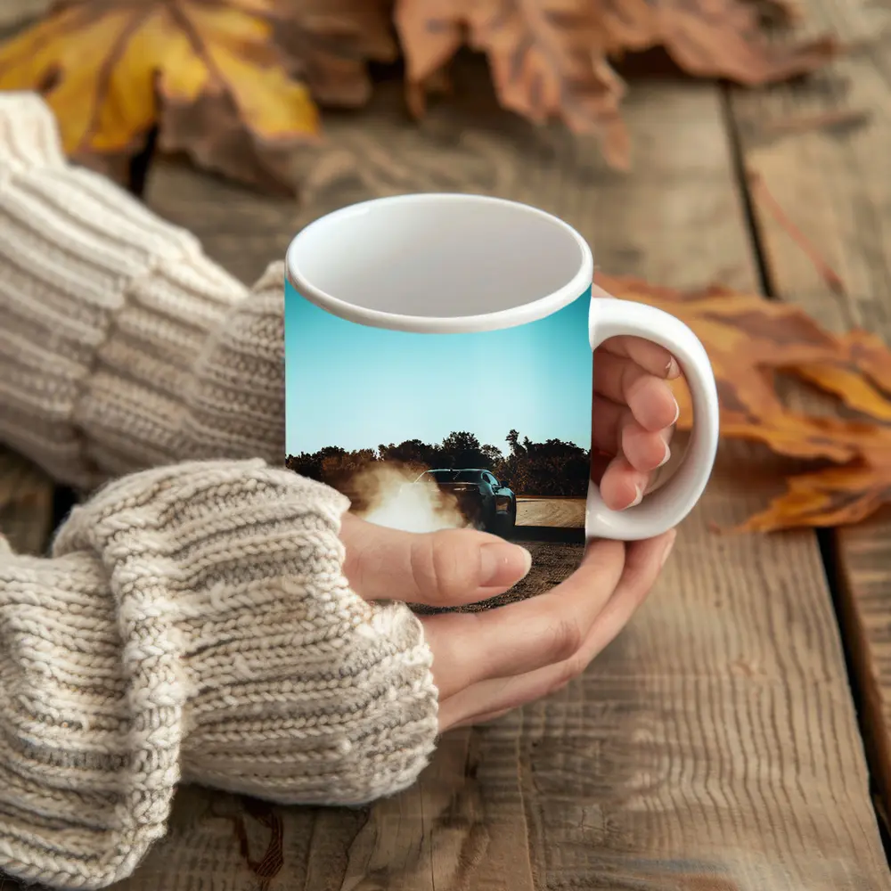 Muscle Car Drifting Dust Dirt Road – Mugs