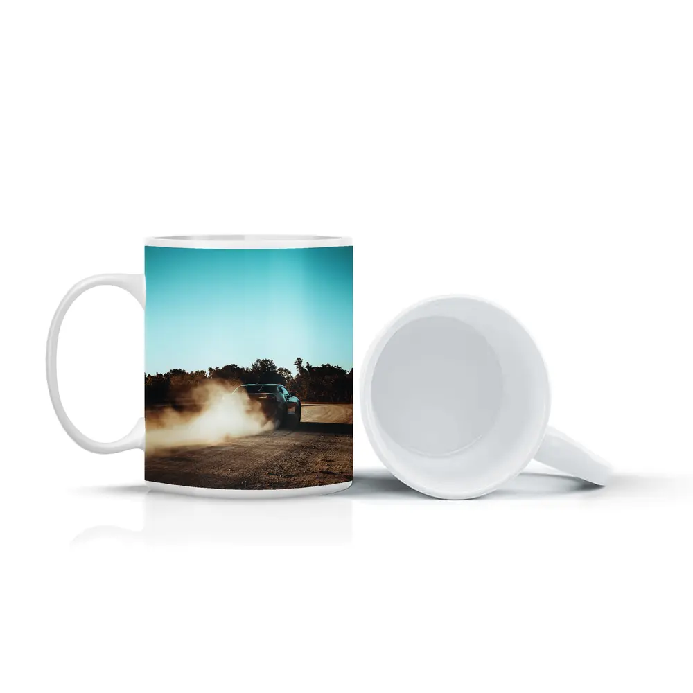 Muscle Car Drifting Dust Dirt Road – Mugs