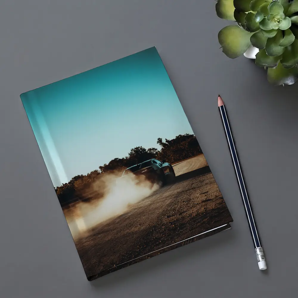 Muscle Car Drifting Dust Dirt Road – Notebooks