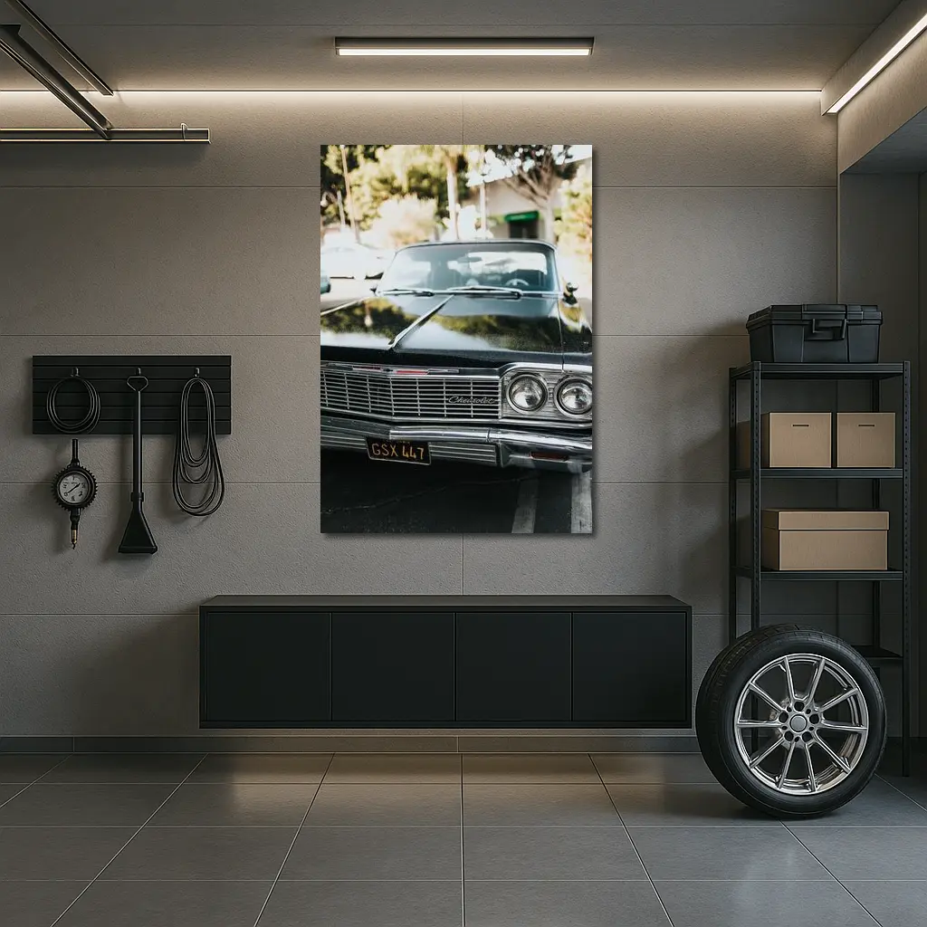 Classic Chevrolet Impala Black Parking Lot – Wall Art