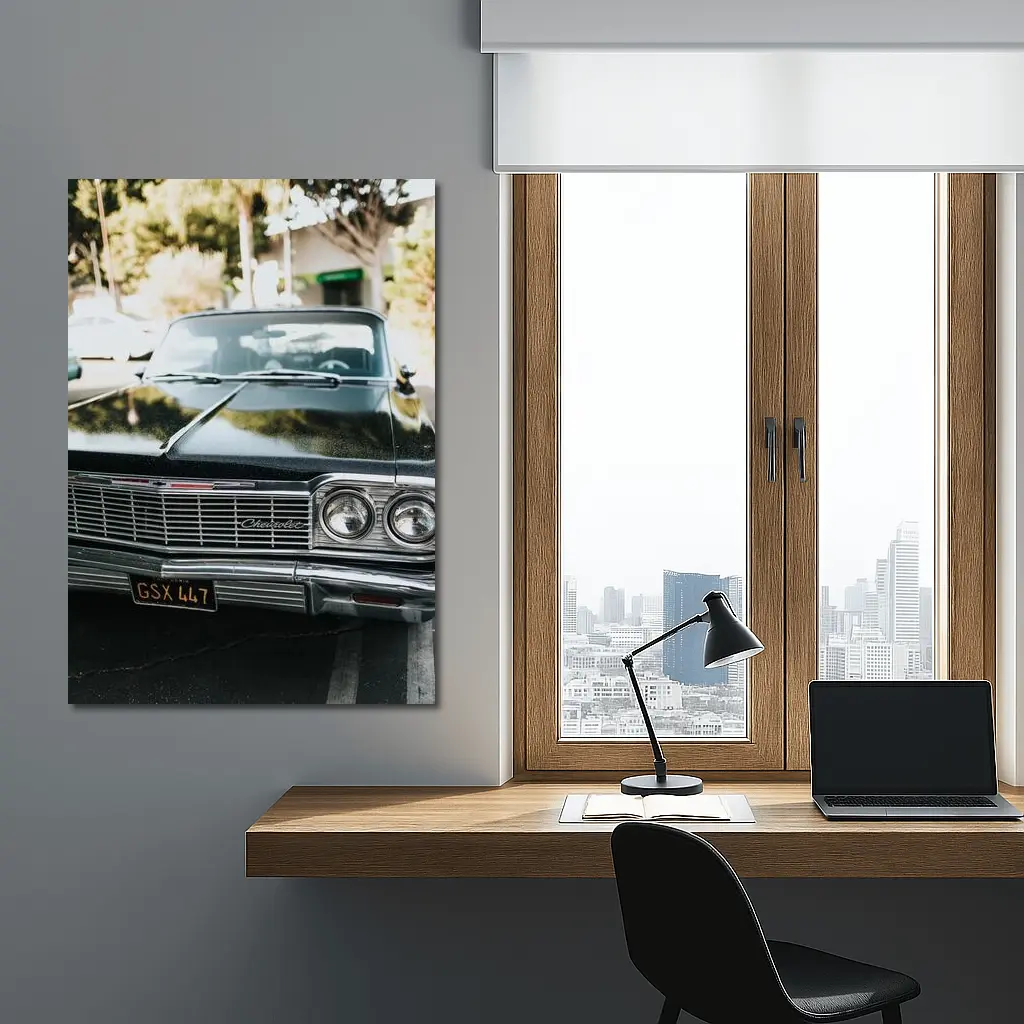 Classic Chevrolet Impala Black Parking Lot – Wall Art