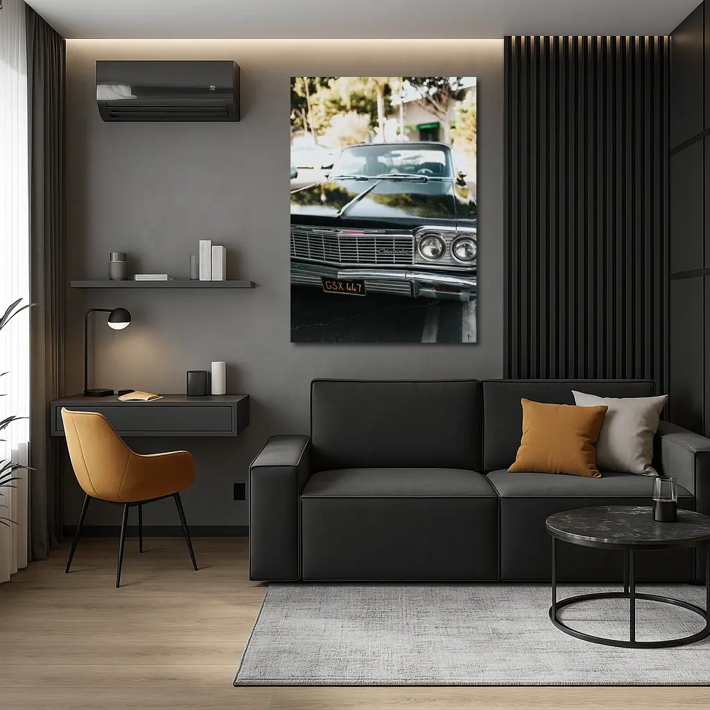 Classic Chevrolet Impala Black Parking Lot – Wall Art