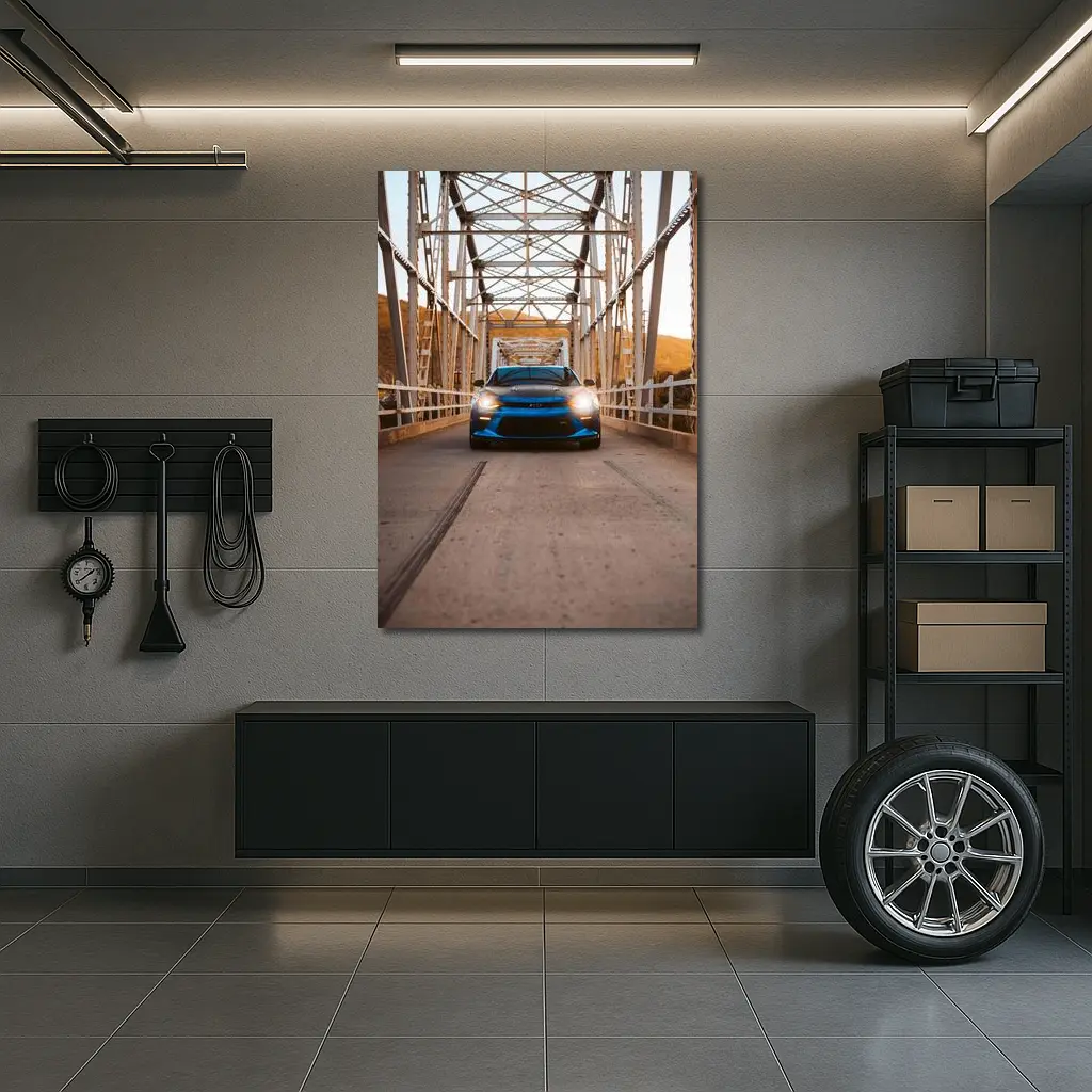 Chevrolet Camaro Blue Front View Bridge – Wall Art