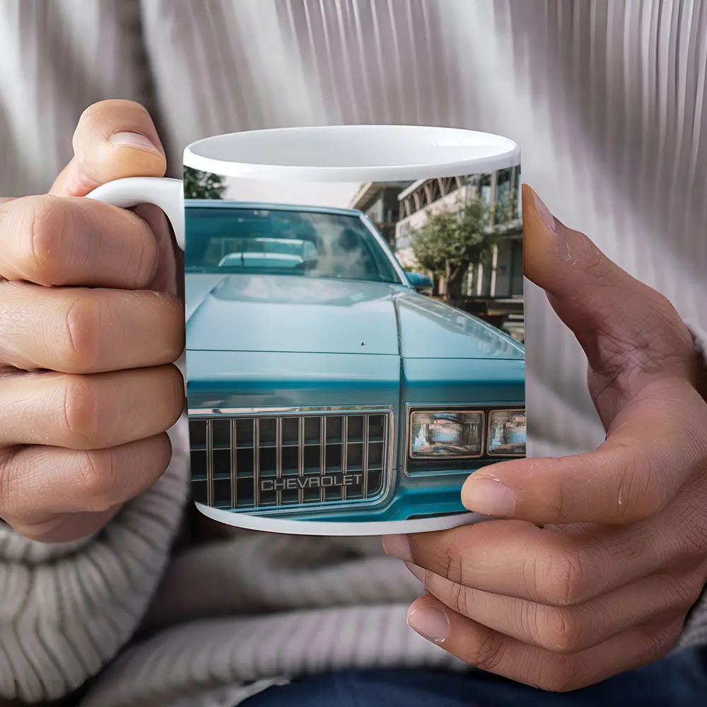 Classic Chevrolet Blue Hood Street Scene – Mugs