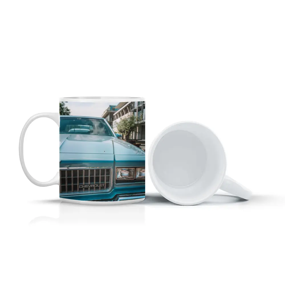 Classic Chevrolet Blue Hood Street Scene – Mugs
