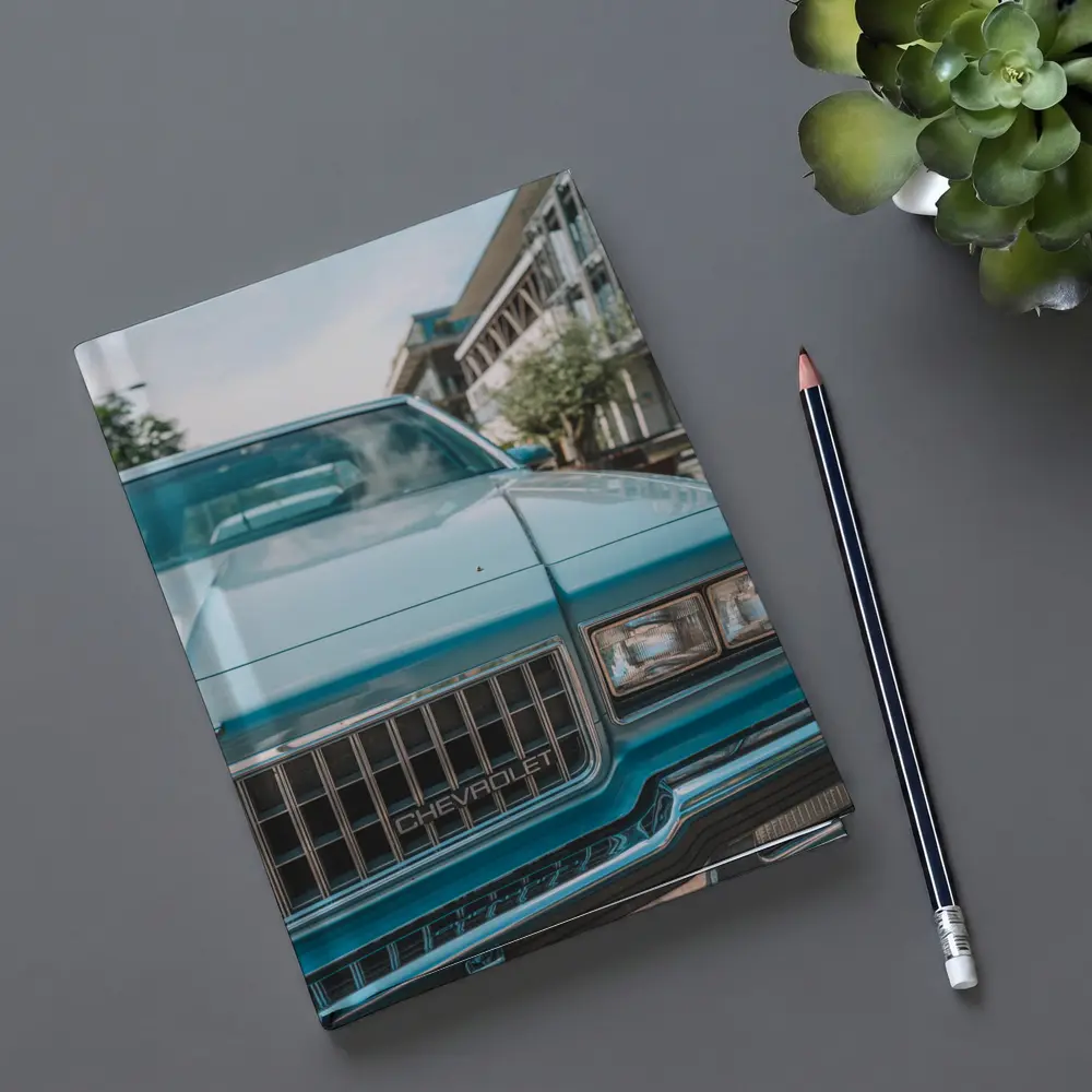 Classic Chevrolet Blue Hood Street Scene – Notebooks