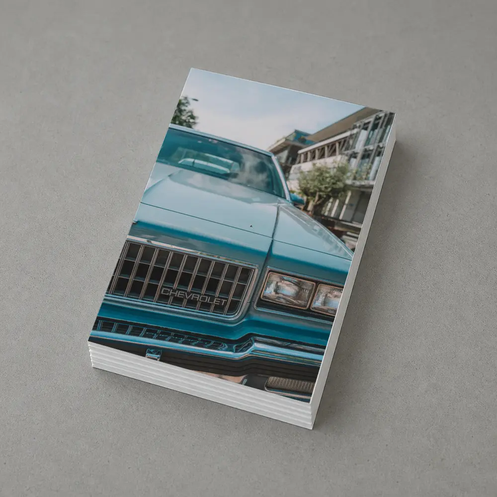Classic Chevrolet Blue Hood Street Scene – Postcards