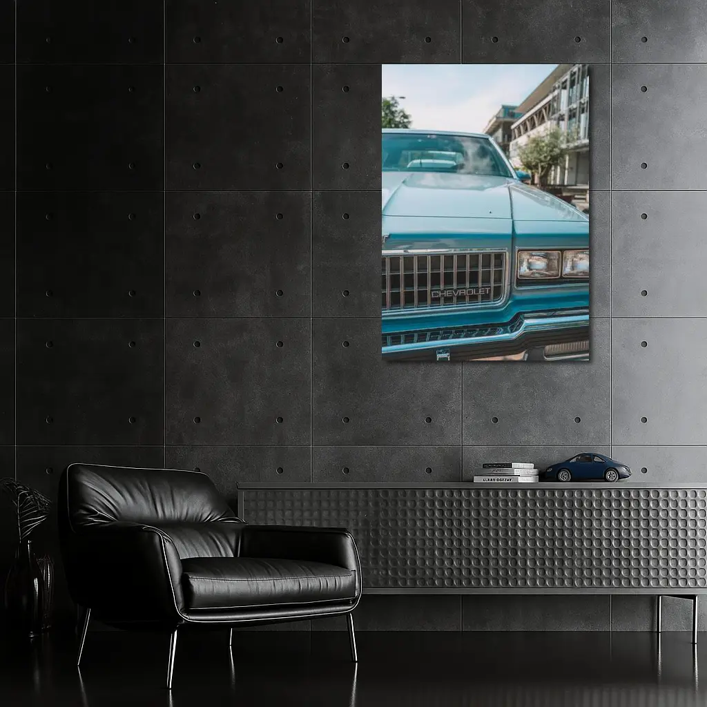 Classic Chevrolet Blue Hood Street Scene – Wall Art