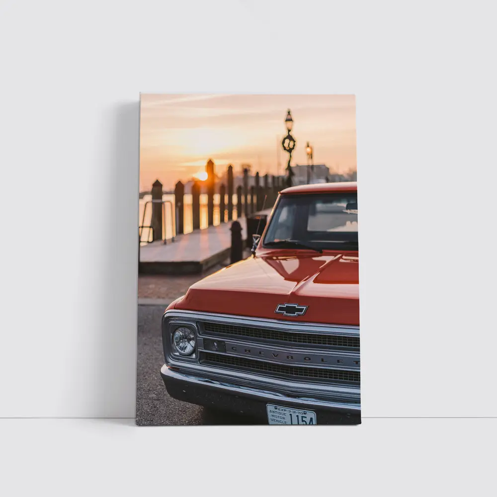 Chevrolet Classic Truck Sunset Harbor View – Wall Art